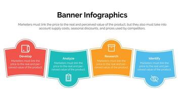 plantilla de diseño infográfico empresarial con 4 opciones, pasos o procesos. se puede utilizar para diseño de flujo de trabajo, diagrama, informe anual, diseño web vector