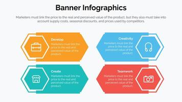 plantilla de diseño infográfico empresarial con 4 opciones, pasos o procesos. se puede utilizar para diseño de flujo de trabajo, diagrama, informe anual, diseño web vector