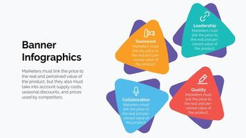 plantilla de diseño infográfico empresarial con 4 opciones, pasos o procesos. se puede utilizar para diseño de flujo de trabajo, diagrama, informe anual, diseño web vector