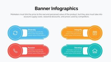 plantilla de diseño infográfico empresarial con 4 opciones, pasos o procesos. se puede utilizar para diseño de flujo de trabajo, diagrama, informe anual, diseño web vector