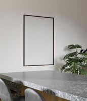 minimalist elegant frame mockup poster in the dining kitchen photo