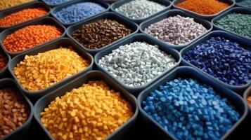 AI generated Colorful Polymer Pellets - Molding Industry Ambient photo