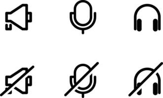 audio icon set, disable audio icon button vector