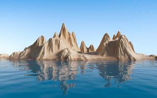 paisaje y agua superficie fondo, 3d representación. foto