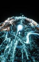 Abstract flowing wave particles background, 3d rendering. photo