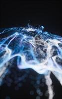 Abstract flowing wave particles background, 3d rendering. photo