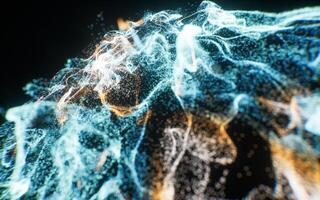 Abstract flowing wave particles background, 3d rendering. photo