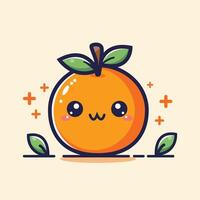 Vector cute orange fruit flat illustration