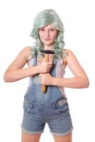 young woman with hammer photo