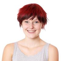 happy young woman with short hair photo