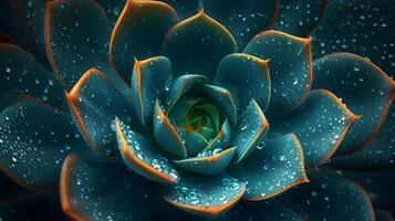 AI generated A mesmerizing macro capture of a green succulent plant photo