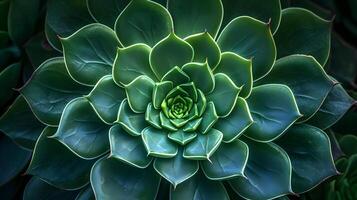 AI generated A mesmerizing macro capture of a green succulent plant photo