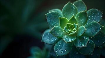 AI generated A mesmerizing macro capture of a green succulent plant photo