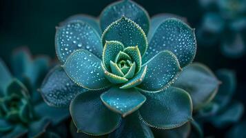 AI generated A mesmerizing macro capture of a green succulent plant photo