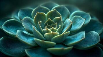 AI generated A mesmerizing macro capture of a green succulent plant photo