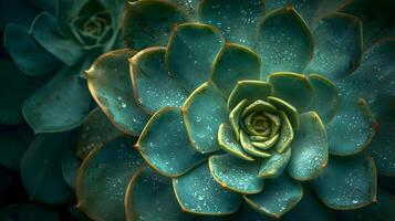 AI generated A mesmerizing macro capture of a green succulent plant photo