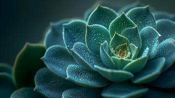 AI generated A mesmerizing macro capture of a green succulent plant photo