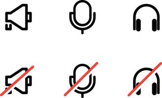 audio icon set, disable audio icon button vector