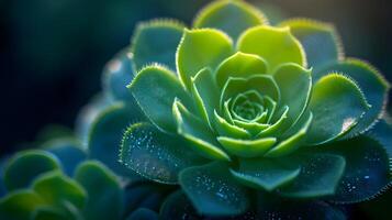 AI generated A mesmerizing macro capture of a green succulent plant photo