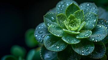 AI generated A mesmerizing macro capture of a green succulent plant photo