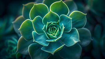 AI generated A mesmerizing macro capture of a green succulent plant photo