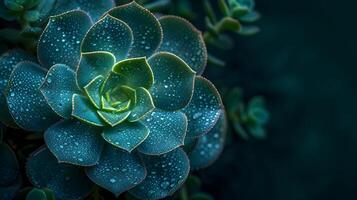 AI generated A mesmerizing macro capture of a green succulent plant photo