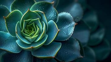 AI generated A mesmerizing macro capture of a green succulent plant photo