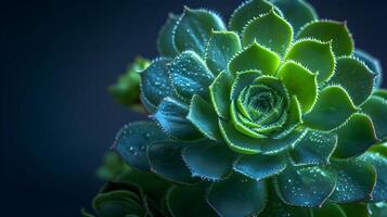 AI generated A mesmerizing macro capture of a green succulent plant photo