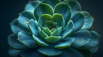 AI generated A mesmerizing macro capture of a green succulent plant photo