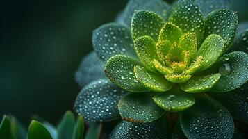 AI generated A mesmerizing macro capture of a green succulent plant photo