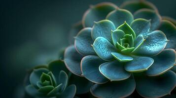 AI generated A mesmerizing macro capture of a green succulent plant photo