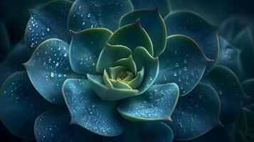 AI generated A mesmerizing macro capture of a green succulent plant photo