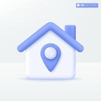 3d House and location symbol icon. Trendy Smart Home, Real estate, loan, mortgage, back concept. 3D vector isolated illustration design. 3D vector isolated illustration, Cartoon pastel Minimal style.