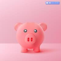 3d piggy bank Icons symbol. Symbol of profit and growth. Stability and security of money storage. Income, Savings, Investment concept. 3D vector isolated illustration, Cartoon pastel Minimal style.