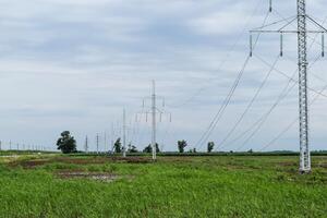 Assembly and installation of new support of a power line photo