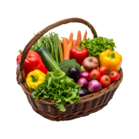 AI generated market basket includes vegetables isolated on transparent background png