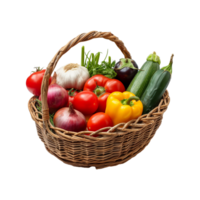 AI generated market basket includes vegetables isolated on transparent background png