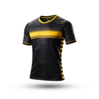 AI generated black and yellow jersey shirt mockup isolated background png