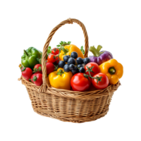 AI generated market basket includes vegetables isolated on transparent background png