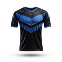 ai gegenereerd een blauw en zwart sport- overhemd mockup geïsoleerd achtergrond png