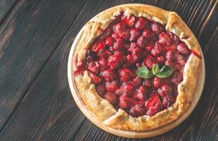 Strawberry galette falt lay photo