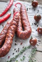 Chorizo with cherry tomatoes photo