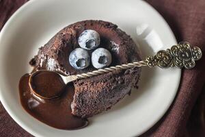 Chocolate fondant close up photo