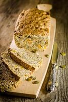 Irish bread with grains and raisins photo