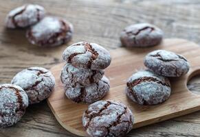 Chocolate cookies on the wooden board photo