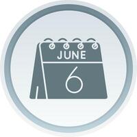 6th of June Solid button Icon vector