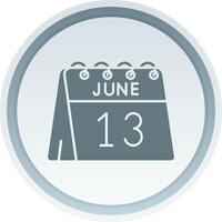 13th of June Solid button Icon vector