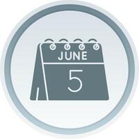 5th of June Solid button Icon vector