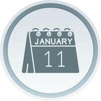 11th of January Solid button Icon vector