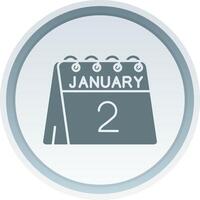 2nd of January Solid button Icon vector